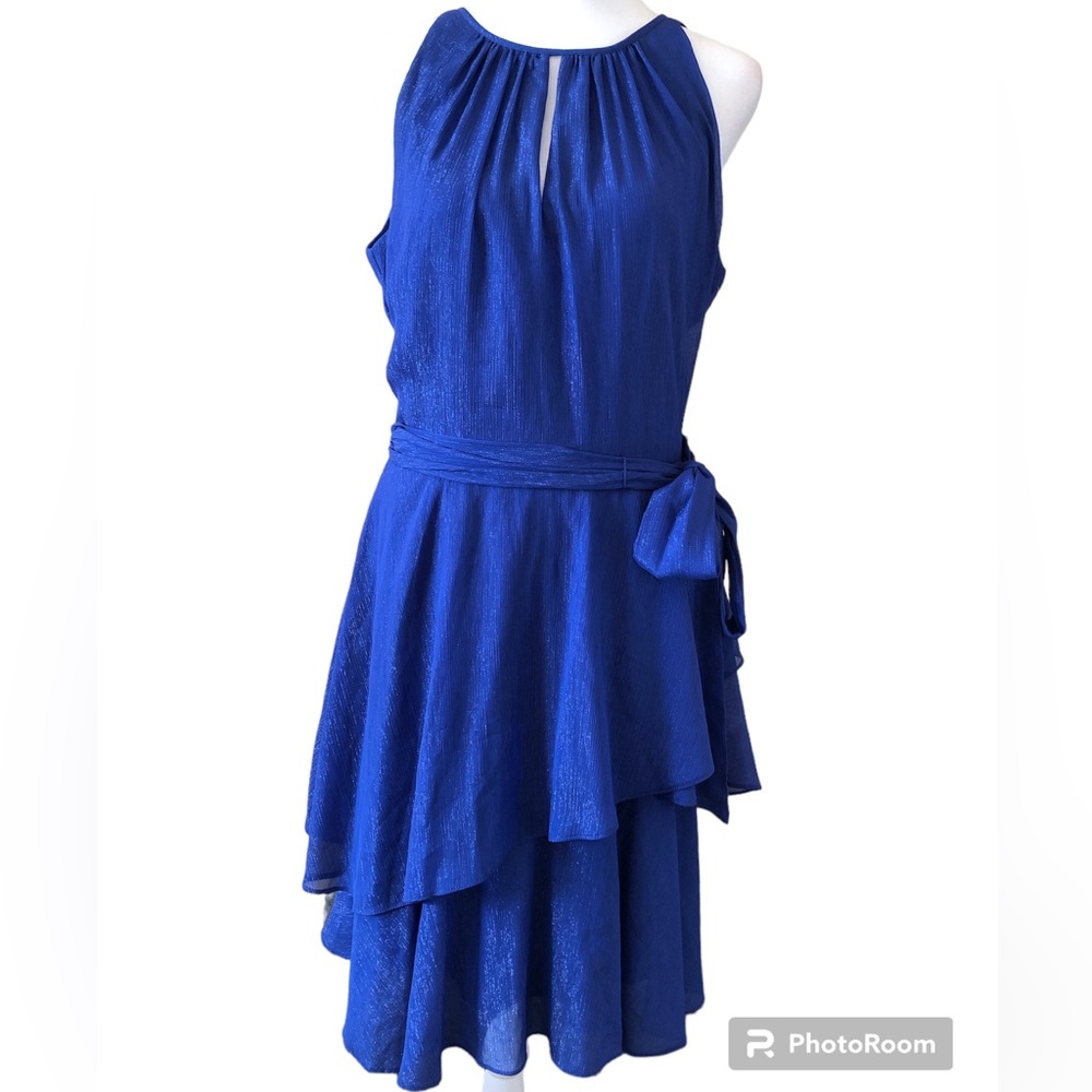 Tahari, Halter-Neck Tiered Crepe Dress, Size 6